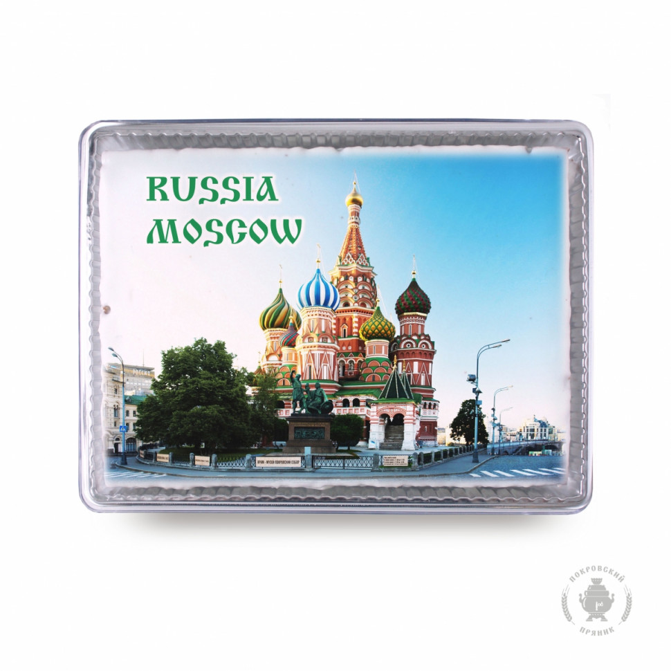  Пряник 600г RUSSIA MOSCOW с фотопечатью (в подарочной пластиковой упаковке)  в Старом Осколе