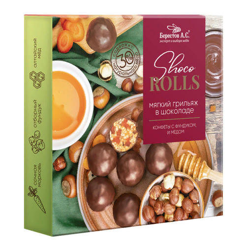  Берестов Shoco Rolls конфеты с фундуком, цукатами моркови  и медом 135г  в Старом Осколе